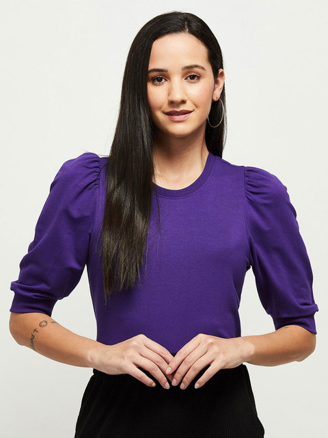 

max Purple Puff Sleeved Top