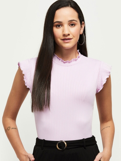 

max Purple Flutter Sleeves Top