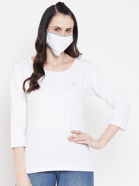 

Okane Women Grey V-Neck T-shirt with Mask