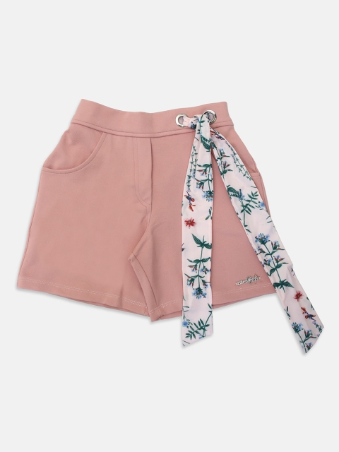 

Ziama Girls Peach-Coloured Floral Shorts