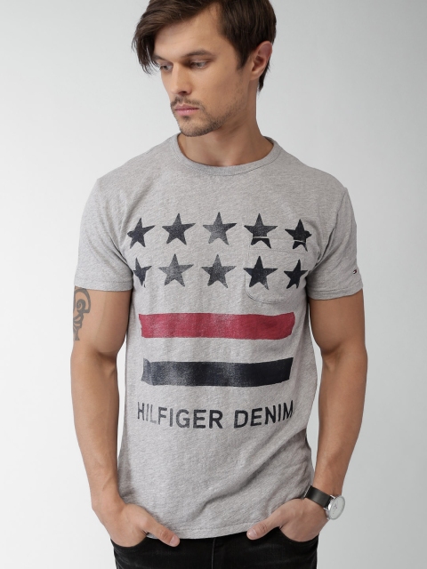 Tommy Hilfiger Grey Melange Printed T-Shirt Tommy Hilfiger Grey Melange Printed T-Shirt