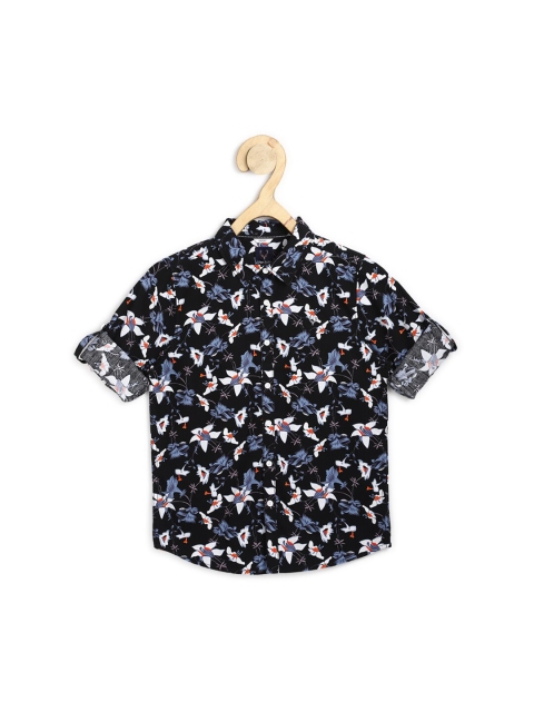 

Allen Solly Junior Boys Black & White Slim Fit Printed Pure Cotton Casual Shirt