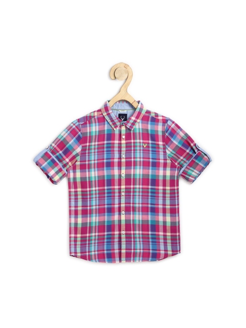 

Allen Solly Junior Boys Pink Slim Fit Checked Cotton Casual Shirt