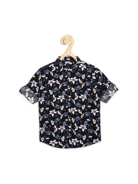 

Allen Solly Junior Boys Black Slim Fit Printed Pure Cotton Casual Shirt