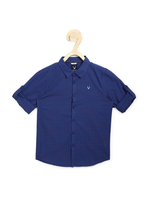

Allen Solly Junior Boys Blue Slim Fit Checked Pure Cotton Casual Shirt