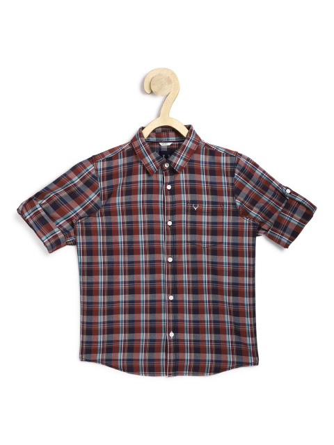 

Allen Solly Junior Boys Maroon Slim Fit Tartan Checks Casual Shirt