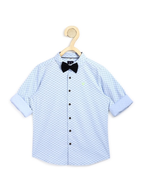 

Allen Solly Junior Boys Blue Slim Fit Printed Cotton Casual Shirt