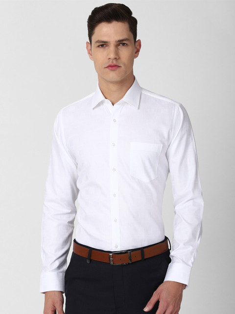 

Van Heusen Men White Slim Fit Self Design Pure Cotton Formal Shirt