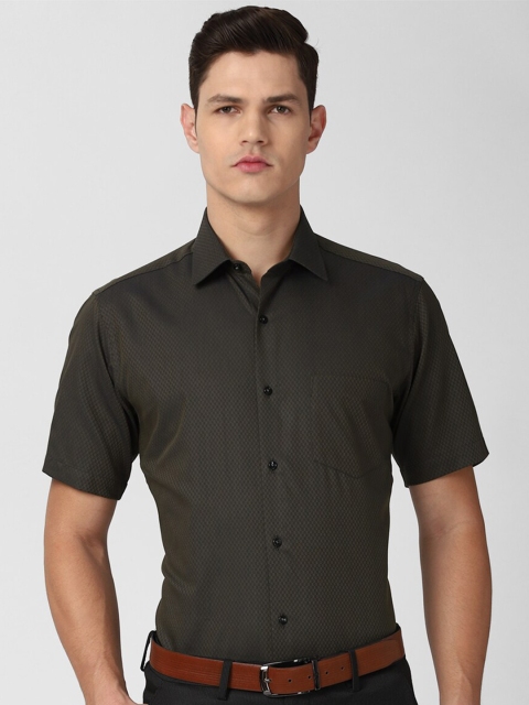 

Van Heusen Men Brown Textured Pure Cotton Formal Shirt