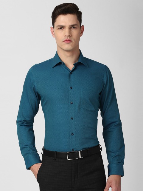 

Van Heusen Men Teal Green Slim Fit Cotton Formal Shirt
