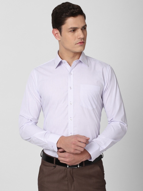 

Van Heusen Men Purple Slim Fit Grid Tattersall Checks Checked Formal Shirt