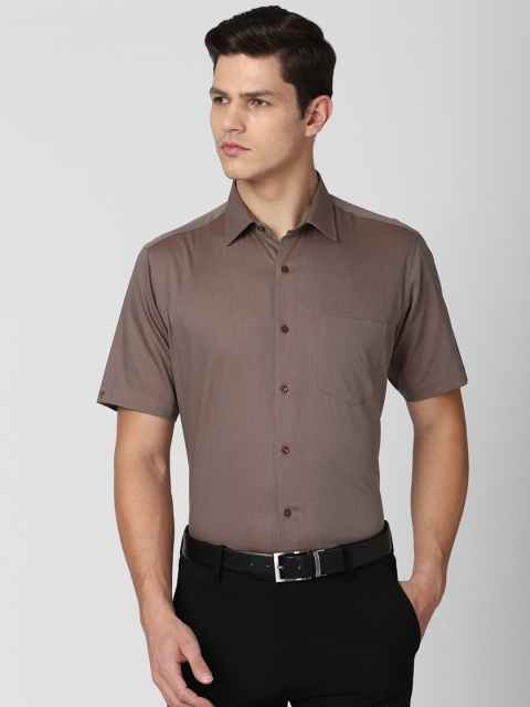 

Van Heusen Men Brown Self Design Cotton Formal Shirt
