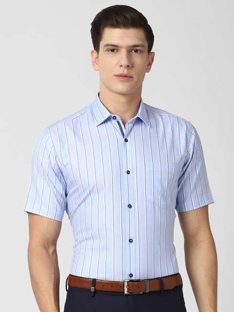 

Van Heusen Men Blue Striped Cotton Formal Shirt
