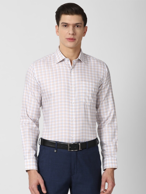 

Van Heusen Men Beige Checked Pure Cotton Formal Shirt