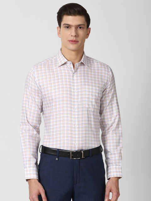 

Van Heusen Men Beige Checked Cotton Formal Shirt