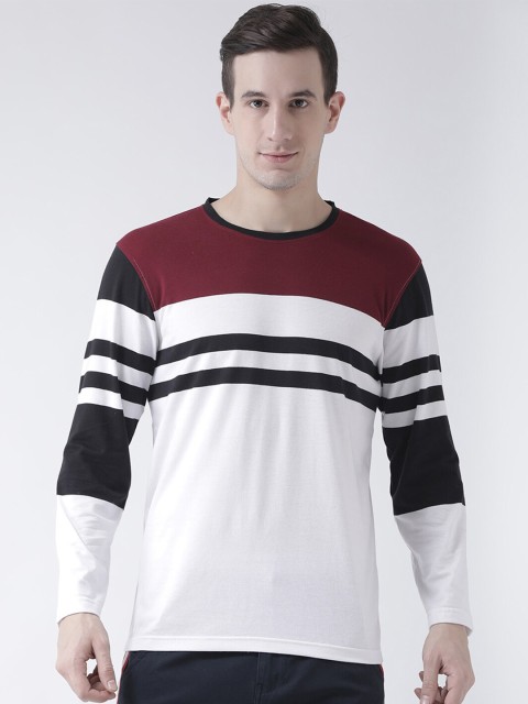 

Club York Men White Striped T-shirt