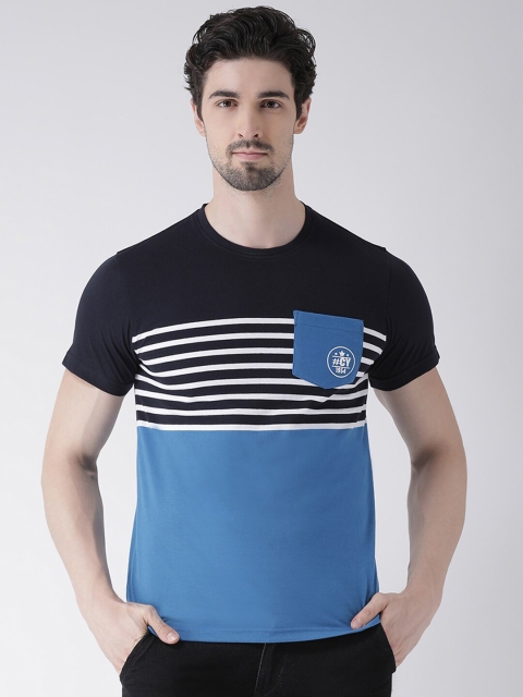 

Club York Men Navy Blue Colourblocked T-shirt