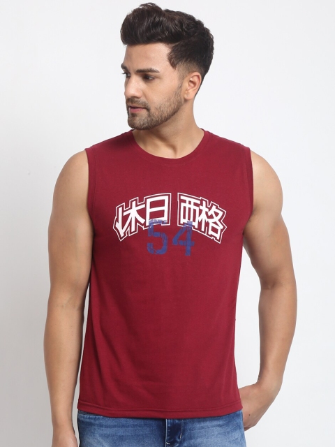 

Club York Men Maroon Typography Pure Cotton Printed T-shirt