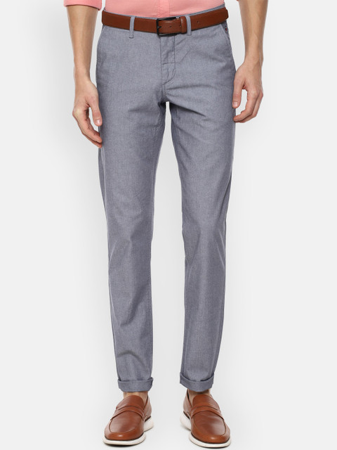 

Louis Philippe Sport Men Navy Blue Textured Slim Fit Trousers