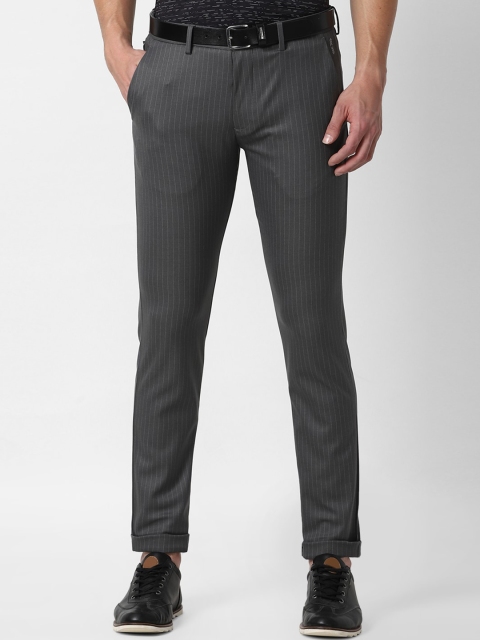 

Louis Philippe Sport Men Grey Striped Slim Fit Trousers