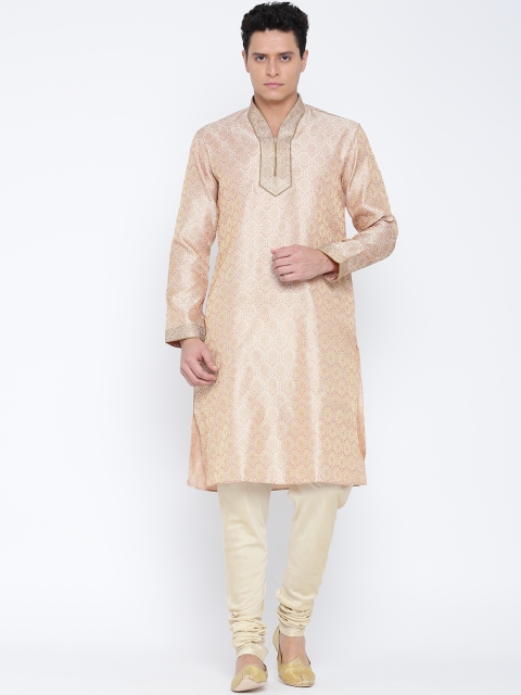 

Manish Creations Beige Tanchoi Weave Kurta Pyjama