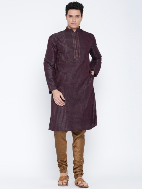 

Manish Creations Purple & Brown Kurta Pyjama