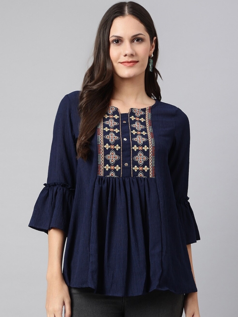

Os Blue Geometric Print Top