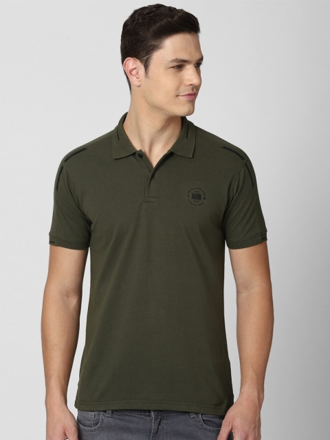 

Peter England Casuals Men Olive Green Polo Collar Slim Fit T-shirt