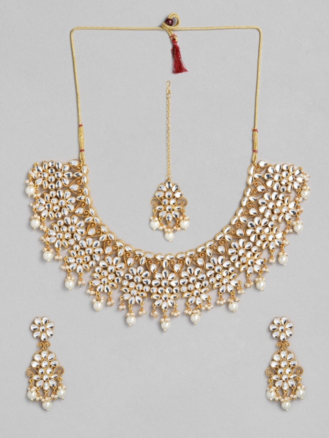 

AccessHer White Gold-Plated Kundan Jewellery Set With Embellished with Pearls