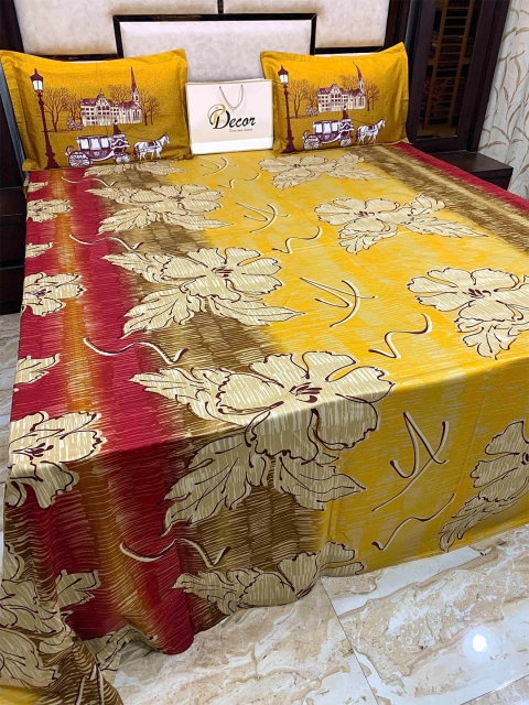 

Pure Decor Brown & Brown Floral 400 TC King Bedsheet with 2 Pillow Covers