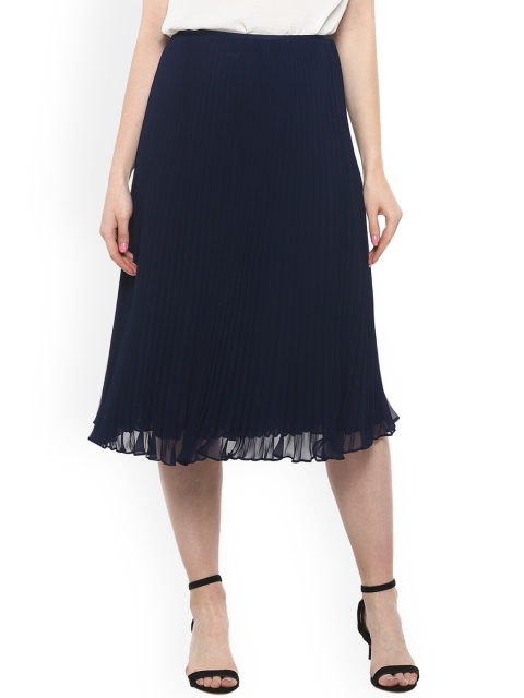 

Polo Ralph Lauren Women Navy Blue Solid Midi Pleated Skirt