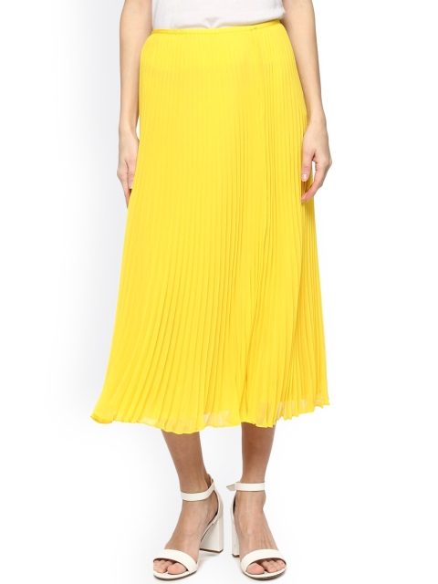 

Polo Ralph Lauren Women Yellow Solid Pleated Straight Maxi Skirt