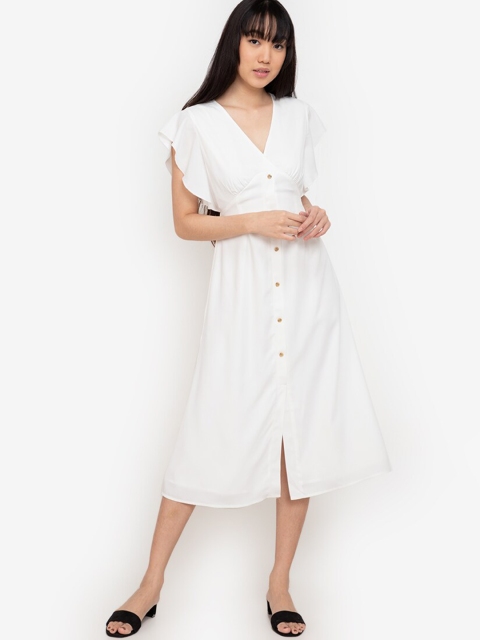 

ZALORA BASICS White A-Line Midi Dress