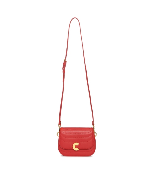

Coccinelle Red Leather Structured Sling Bag with Quilted