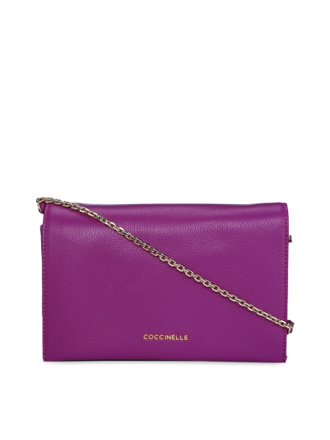 

Coccinelle Purple Leather Structured Sling Bag