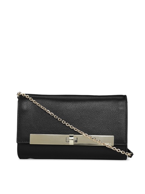 

Coccinelle Black Leather Structured Sling Bag with Bow Detail