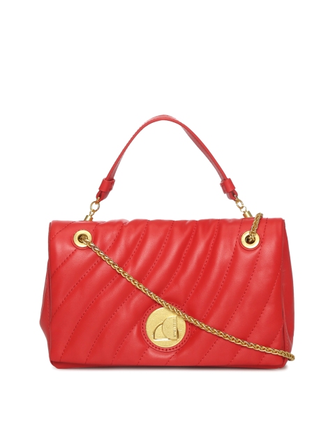 

Coccinelle Red Leather Structured Shoulder Bag with Quilted