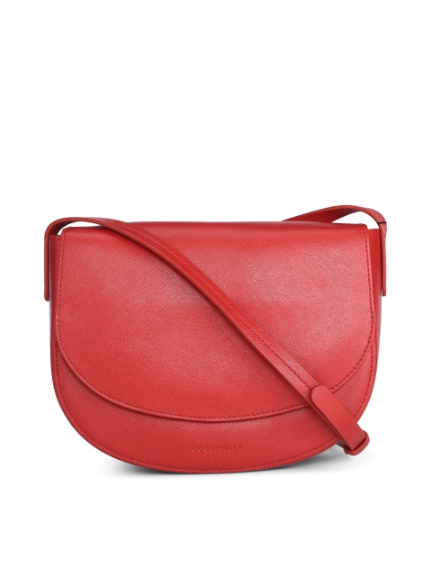 

Coccinelle Red Leather Structured Sling Bag with Tasselled