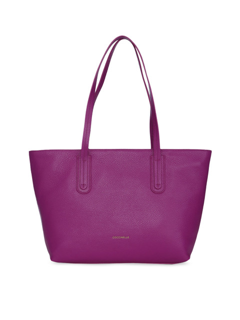 

Coccinelle Purple Leather Shopper Tote Bag with Tasselled
