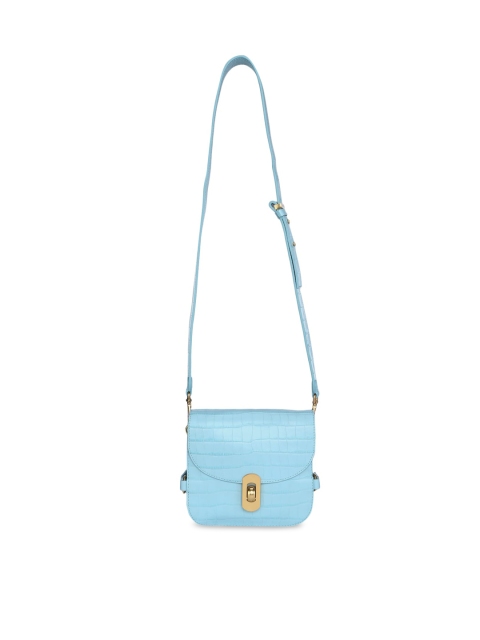 

Coccinelle Blue Leather Swagger Sling Bag with Fringed