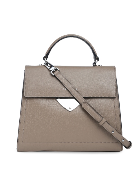 

Coccinelle Grey Leather Structured Satchel with Bow Detail