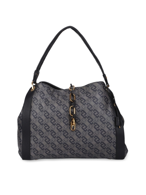 

LIU JO Black Printed Leather Structured Handheld Bag