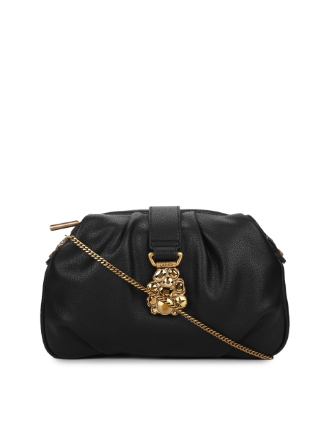 

LIU JO Black Leather Structured Sling Bag