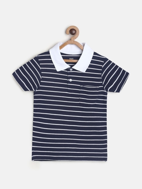 

MINI KLUB Boys Black Striped Polo Collar T-shirt