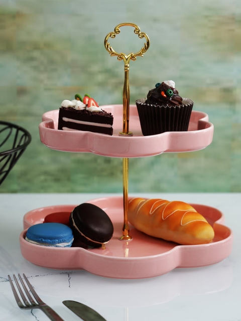 

A Vintage Affair- Home Decor Pink Cloud Shaped Two-Tier Ceramic Cake Stand