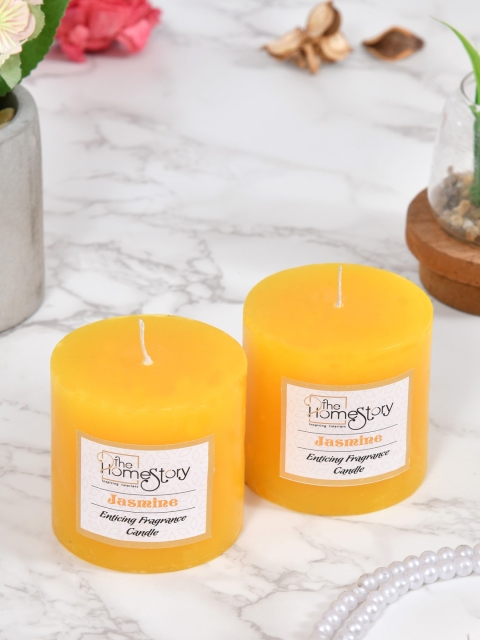 

Clasiko Set Of 2 Yellow Solid Enticing Jasmine Fragrance Candles