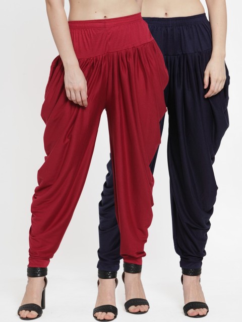 

GRACIT Women Set of 2 Maroon & Navy Blue Modern Lycra Dhoti Salwar