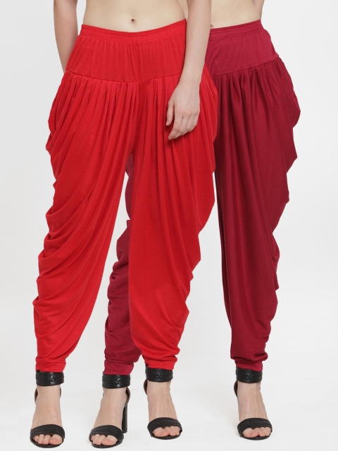 

GRACIT Women Set of 2 Maroon & Navy Blue Modern Lycra Dhoti Salwar, Red