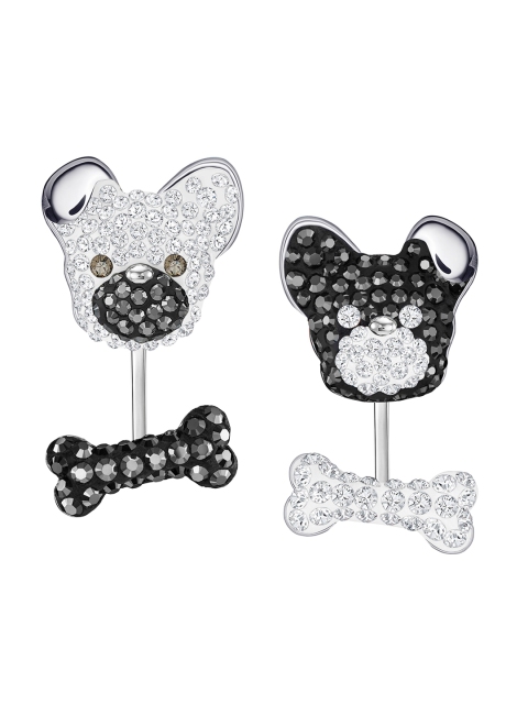 

SWAROVSKI Black & Rhodium-Plated Quirky Studs Earrings