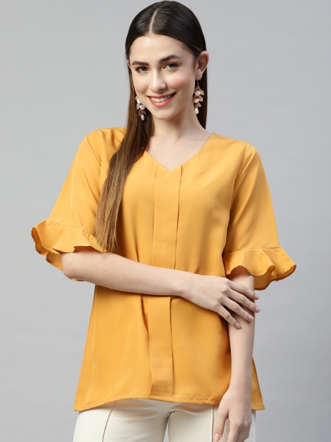 

Ives Mustard Beige Crepe Top
